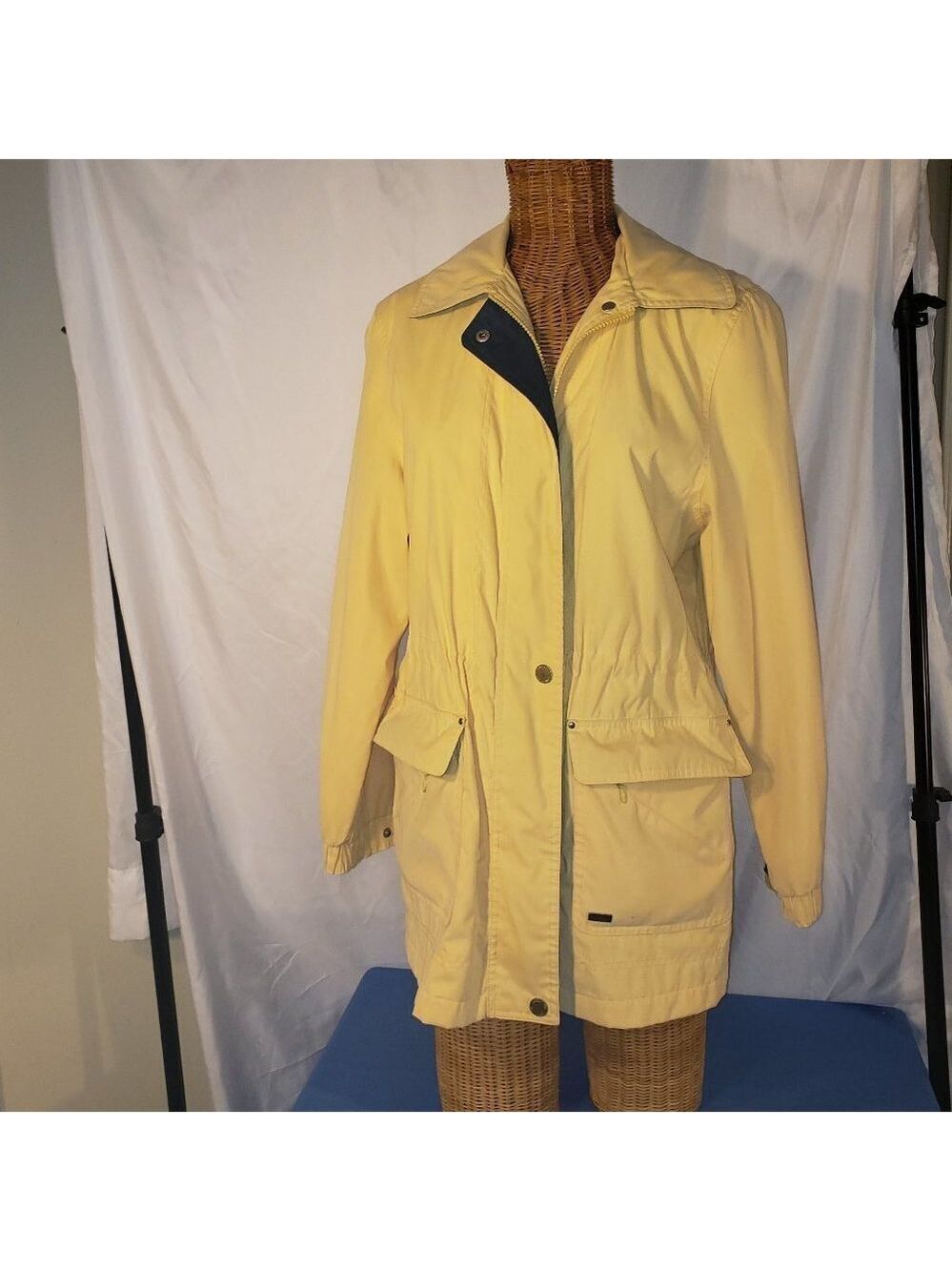 Ladies LONDON FOG Zippered Rain Car Coat w/Detachable Hood in Yellow - S